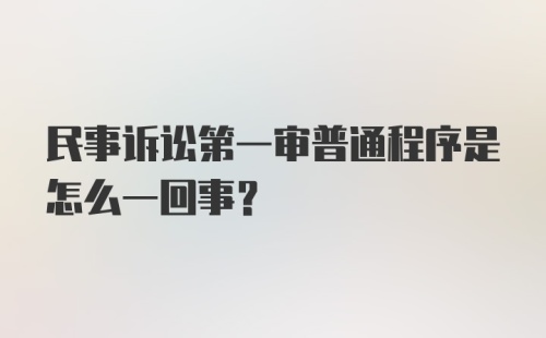 民事诉讼第一审普通程序是怎么一回事？