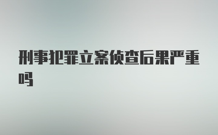 刑事犯罪立案侦查后果严重吗