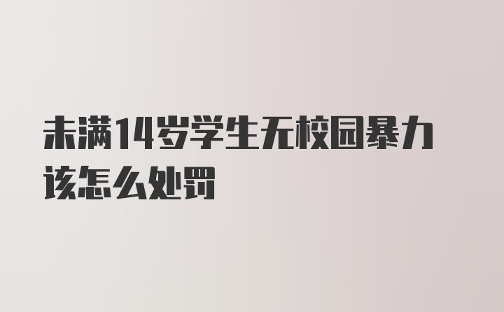 未满14岁学生无校园暴力该怎么处罚