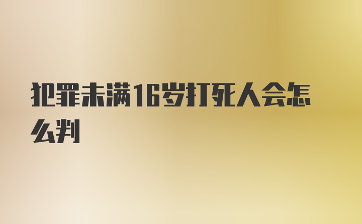 犯罪未满16岁打死人会怎么判