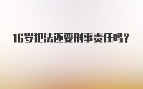 16岁犯法还要刑事责任吗？