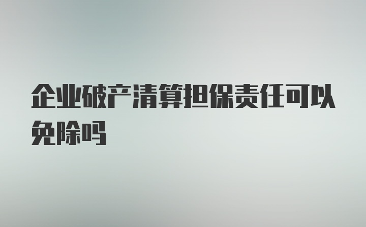 企业破产清算担保责任可以免除吗