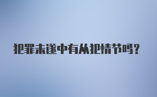 犯罪未遂中有从犯情节吗？