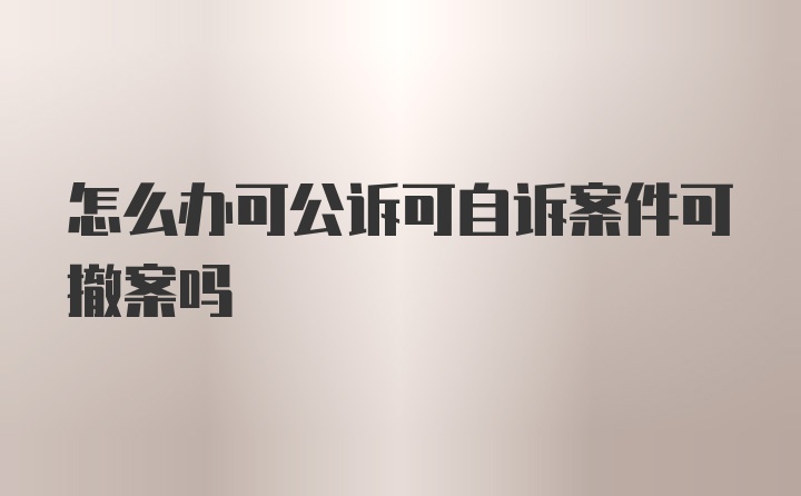 怎么办可公诉可自诉案件可撤案吗