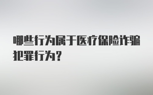 哪些行为属于医疗保险诈骗犯罪行为？