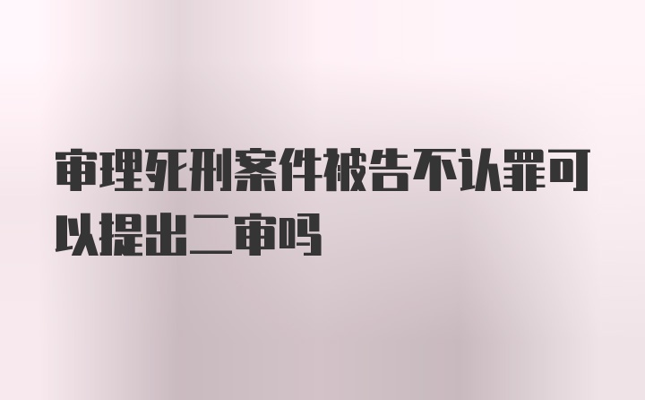 审理死刑案件被告不认罪可以提出二审吗