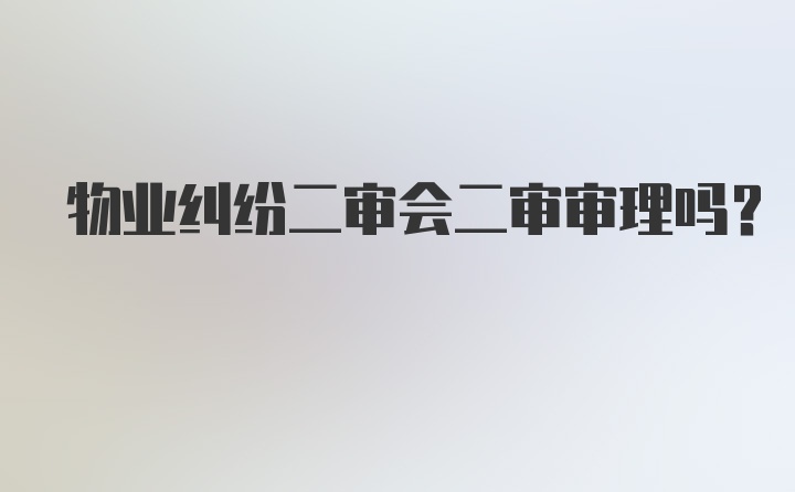 物业纠纷二审会二审审理吗?