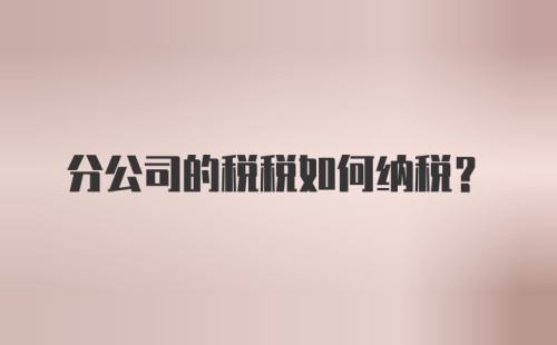 分公司的税税如何纳税?