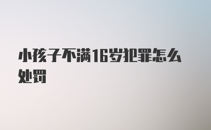 小孩子不满16岁犯罪怎么处罚