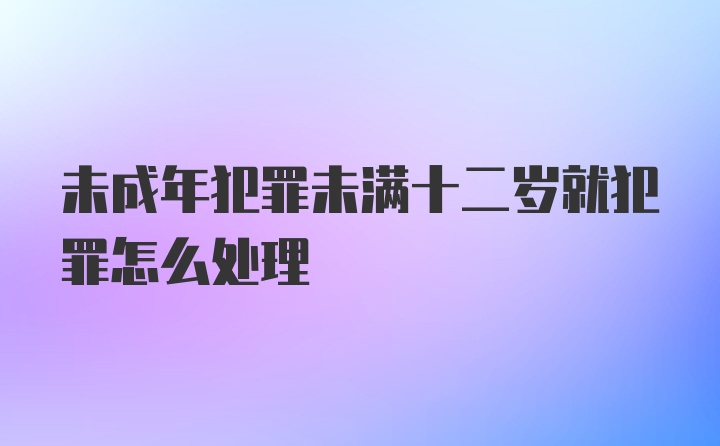 未成年犯罪未满十二岁就犯罪怎么处理