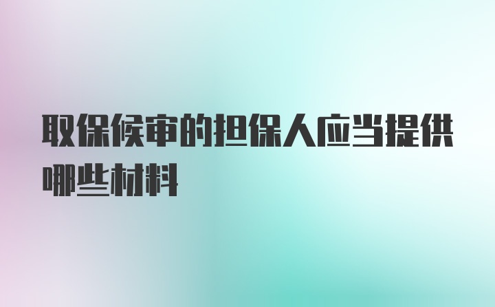 取保候审的担保人应当提供哪些材料