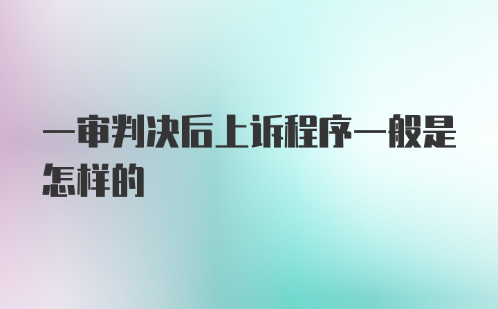 一审判决后上诉程序一般是怎样的