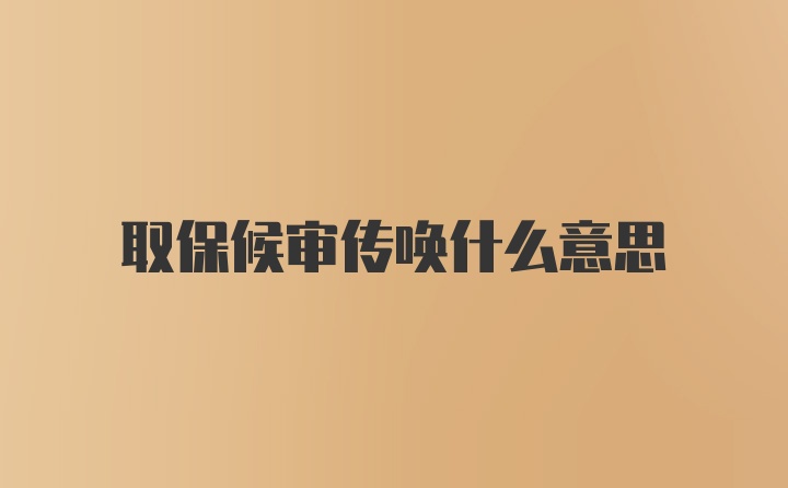 取保候审传唤什么意思