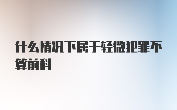 什么情况下属于轻微犯罪不算前科