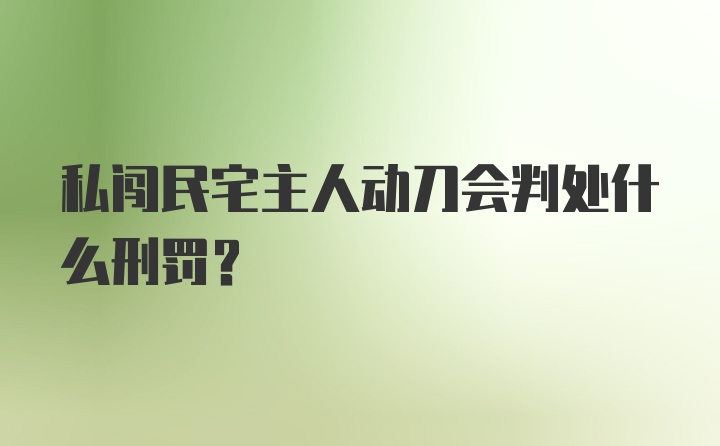 私闯民宅主人动刀会判处什么刑罚？