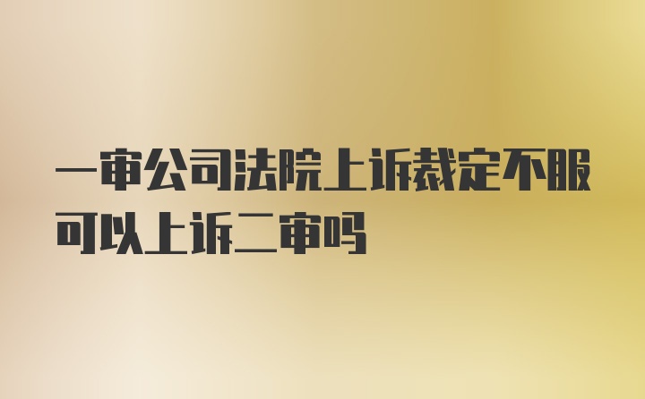 一审公司法院上诉裁定不服可以上诉二审吗