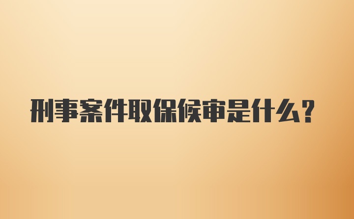 刑事案件取保候审是什么？