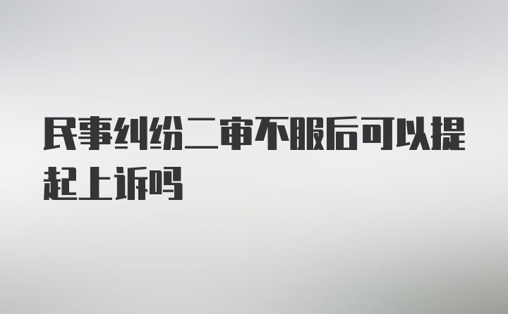 民事纠纷二审不服后可以提起上诉吗