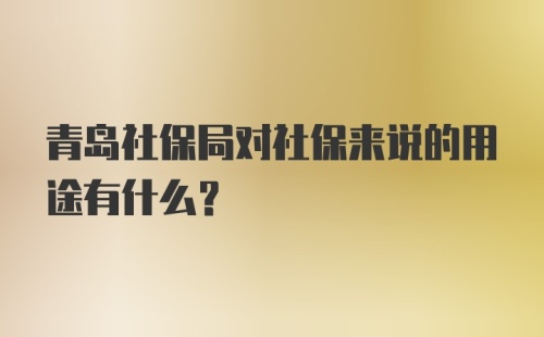 青岛社保局对社保来说的用途有什么？