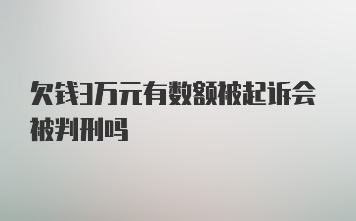 欠钱3万元有数额被起诉会被判刑吗