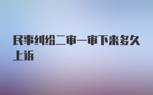 民事纠纷二审一审下来多久上诉