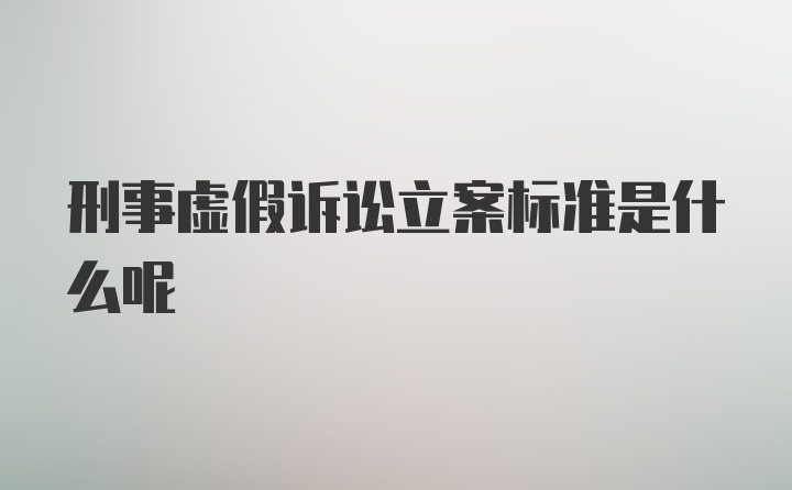 刑事虚假诉讼立案标准是什么呢