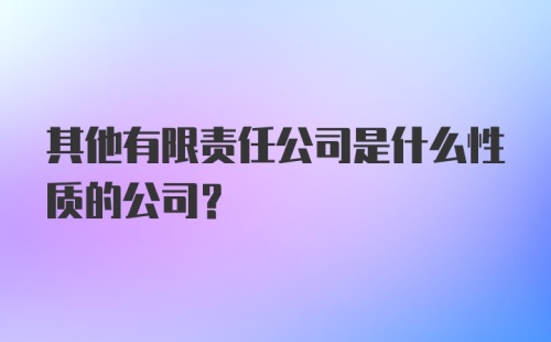 其他有限责任公司是什么性质的公司?