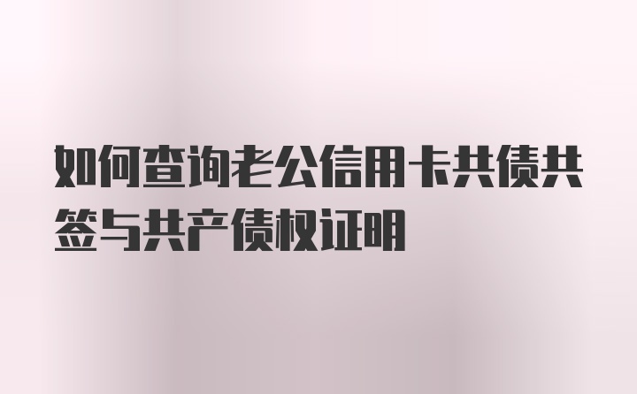 如何查询老公信用卡共债共签与共产债权证明