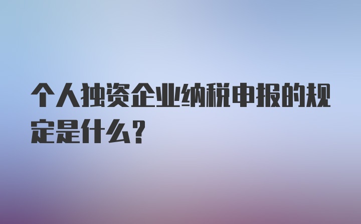 个人独资企业纳税申报的规定是什么?