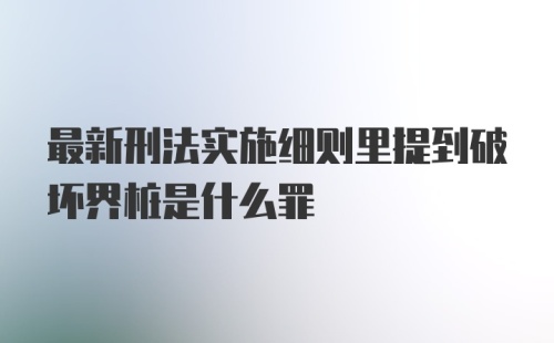 最新刑法实施细则里提到破坏界桩是什么罪