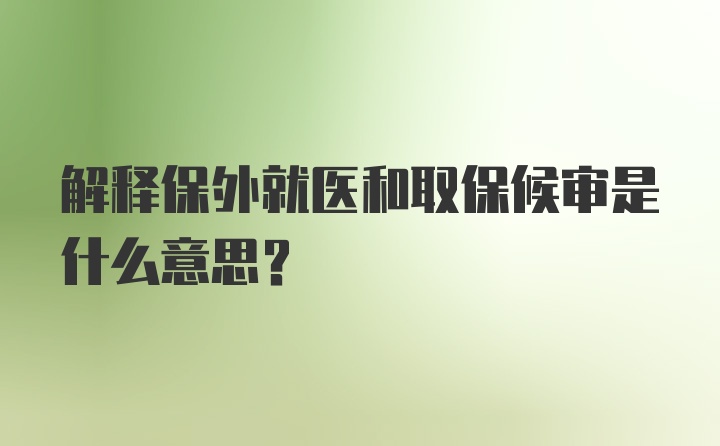 解释保外就医和取保候审是什么意思？