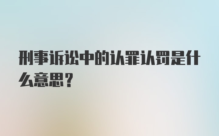 刑事诉讼中的认罪认罚是什么意思？