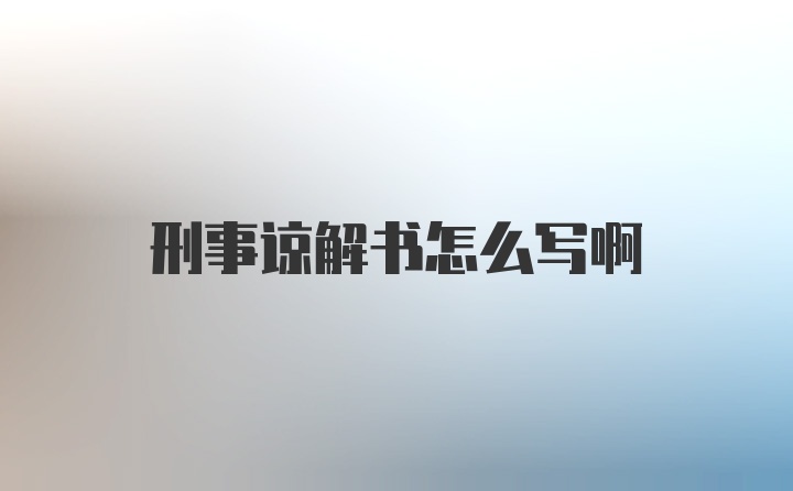 刑事谅解书怎么写啊