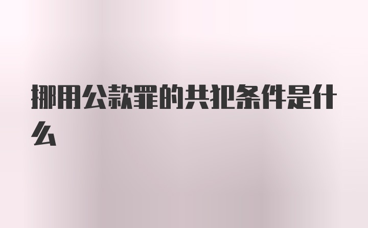 挪用公款罪的共犯条件是什么