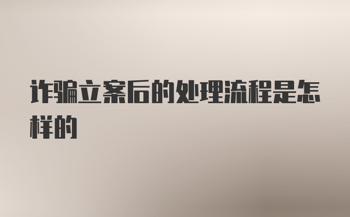 诈骗立案后的处理流程是怎样的