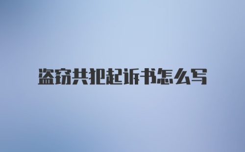 盗窃共犯起诉书怎么写