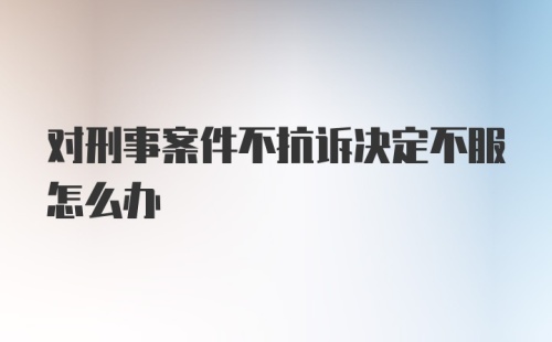 对刑事案件不抗诉决定不服怎么办