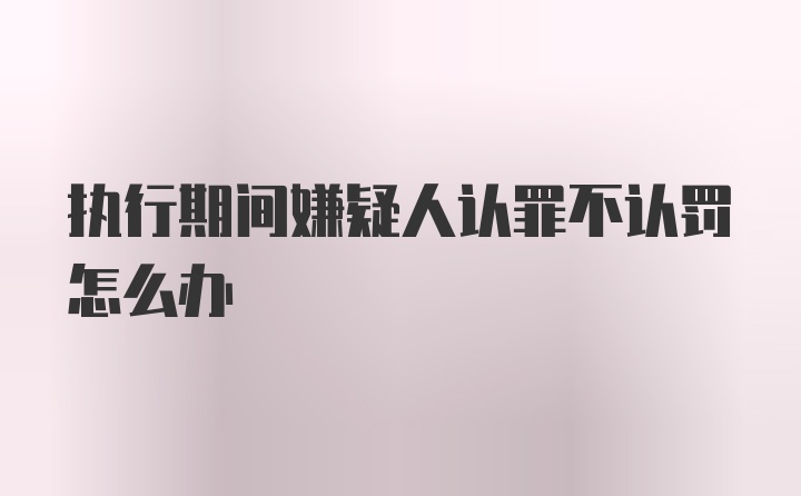 执行期间嫌疑人认罪不认罚怎么办