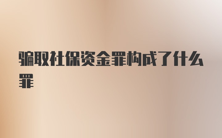 骗取社保资金罪构成了什么罪