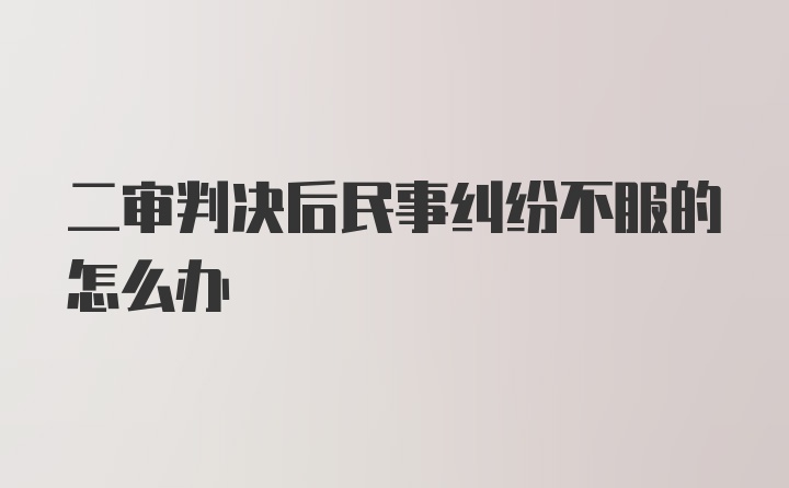 二审判决后民事纠纷不服的怎么办