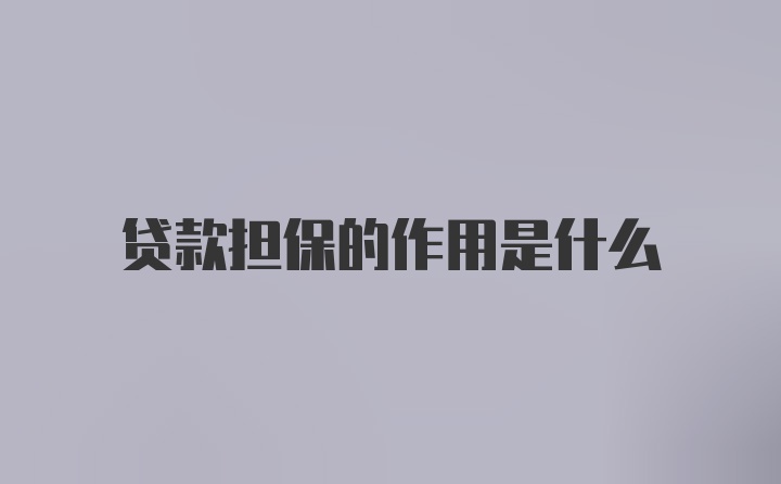 贷款担保的作用是什么