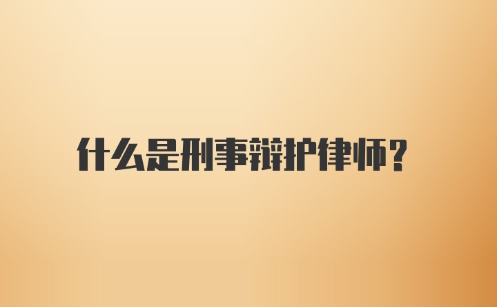 什么是刑事辩护律师?