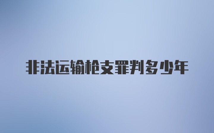 非法运输枪支罪判多少年