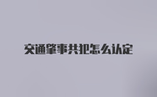 交通肇事共犯怎么认定