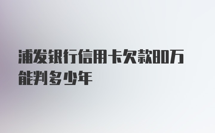 浦发银行信用卡欠款80万能判多少年