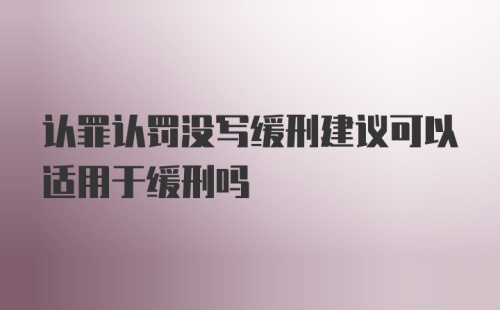 认罪认罚没写缓刑建议可以适用于缓刑吗