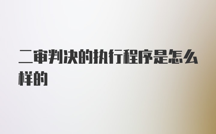 二审判决的执行程序是怎么样的