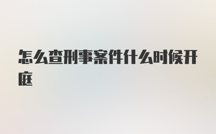 怎么查刑事案件什么时候开庭