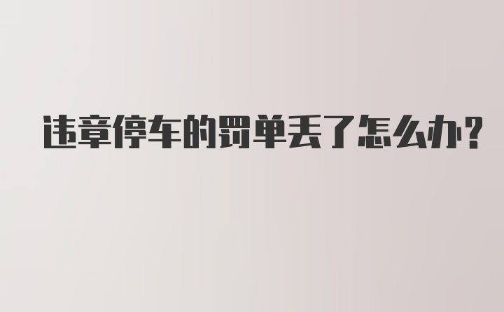 违章停车的罚单丢了怎么办？