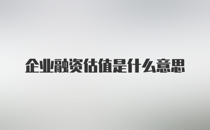 企业融资估值是什么意思